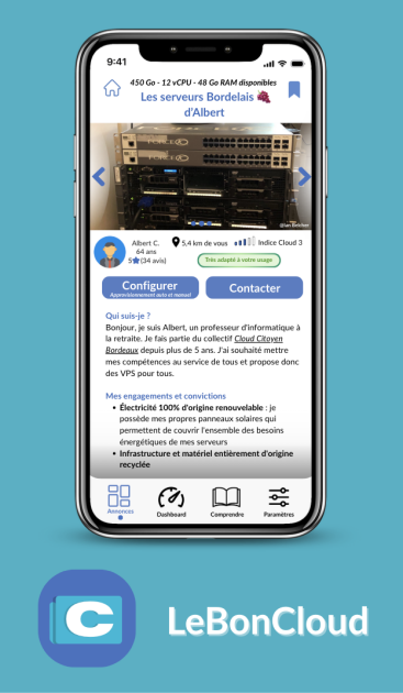 Prototype d'interface pour l'application mobile LeBonCloud