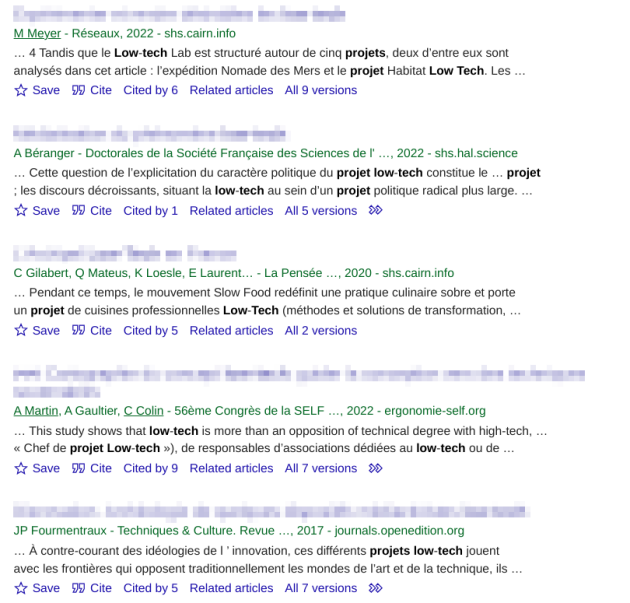 Résultat de recherche type sur Google Scholar