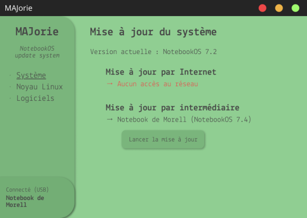 Interface d’assistant d’installation fictif représentant le programme MAJorie