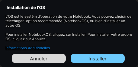Image montrant une interface de selection d’OS entre NotebookOS et une autre