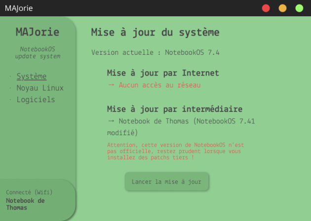 Interface d’assistant d’installation fictif représentant le programme MAJorie